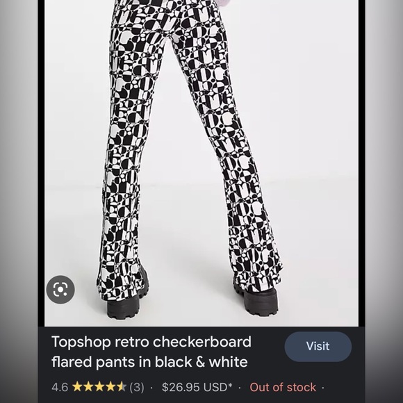 Topshop retro checkerboard flared pants in black & white - Picture 7 of 7